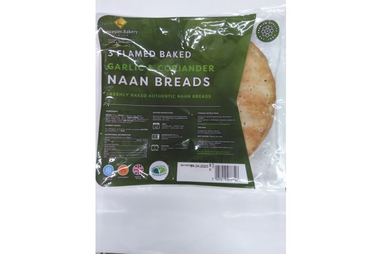 3 Flame Baked Plain Naan Breads Leicester Bakery