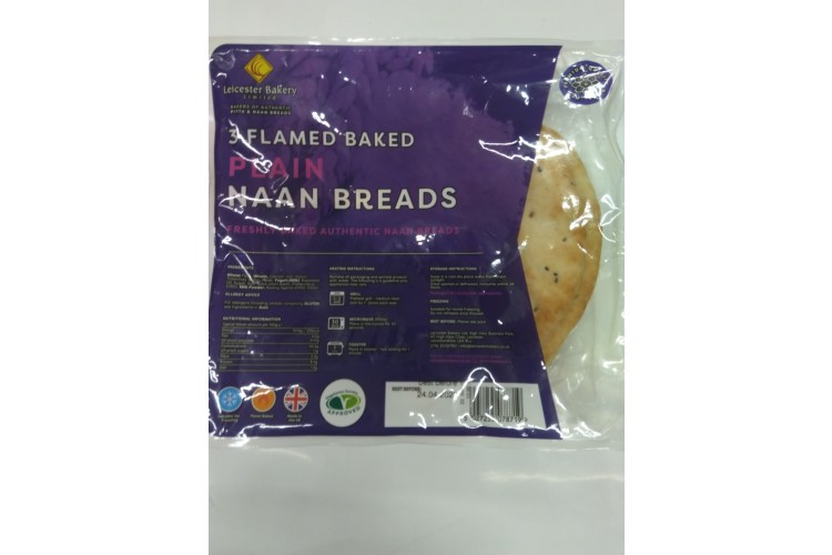 3 Flame Baked Plain Naan Breads Leicester Bakery