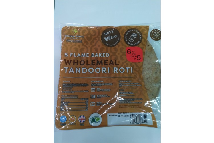 5 Flame Baked Wholemeal Tandoori Roti Leicester Bakery