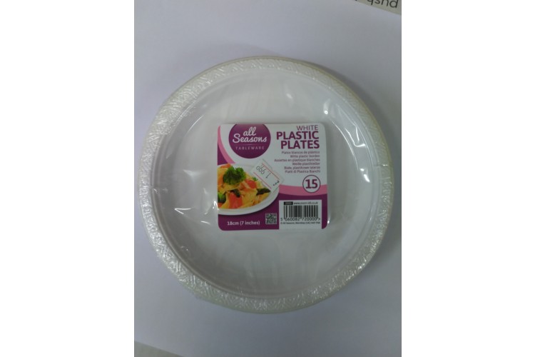 All Season White Plastic Plates 15 Pack