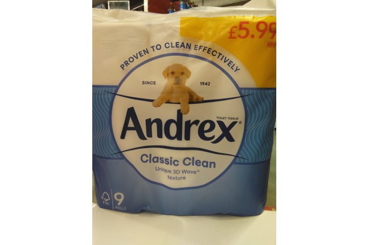 Andrex Classic Clean Toilet Tissues 9 Rolls