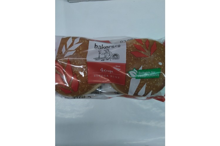 Bakers Co 4 Mega Burger Buns 300g