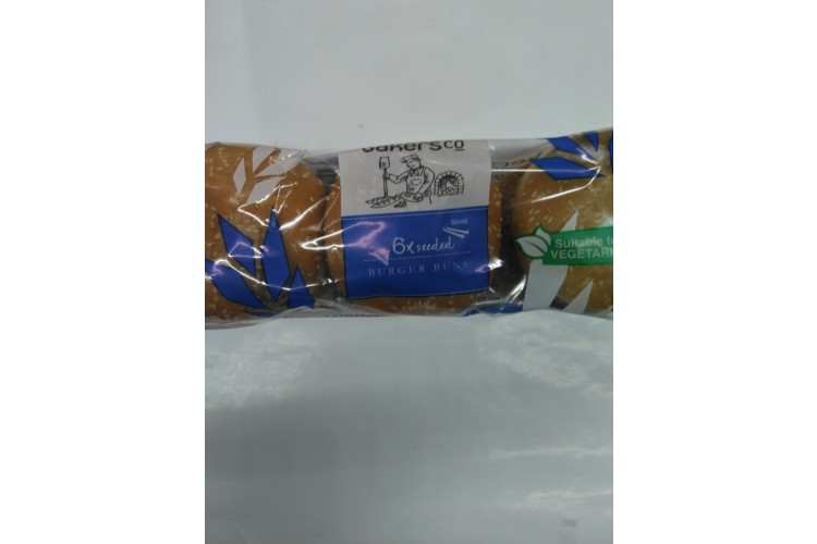 Bakers Co 6 Seeded Burger Buns 300g