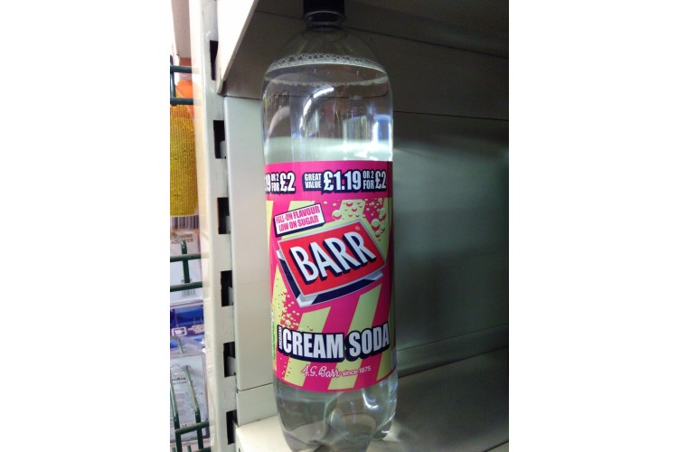 Barr Cream Soda Low on Sugar 2 Litre 