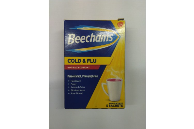 Beechams Cold & Flu Blackcurrant 5 Sachets