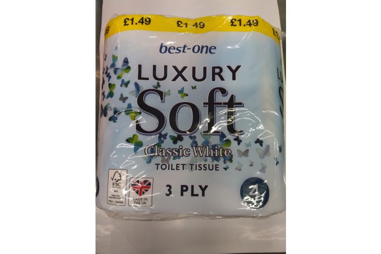 Best-One Luxury Soft Classic White Toilet Tissue 3PLY 4Rolls