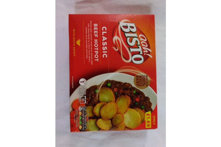 Bisto Classic Beef Hotpot 375gv Made with minced beef and vegetable in rich thick Gravy topped with Sauteed Potatoes 