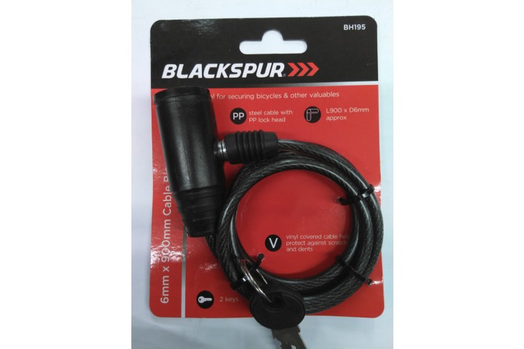 Blackspur Cable Bicycle Lock 6mm x 900mm