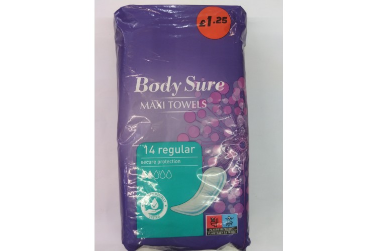 Body Sure Maxi Towels with soft cover 14 Regular