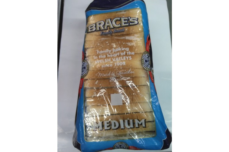 Braces Luxury Medium White Sliced Bread 800g