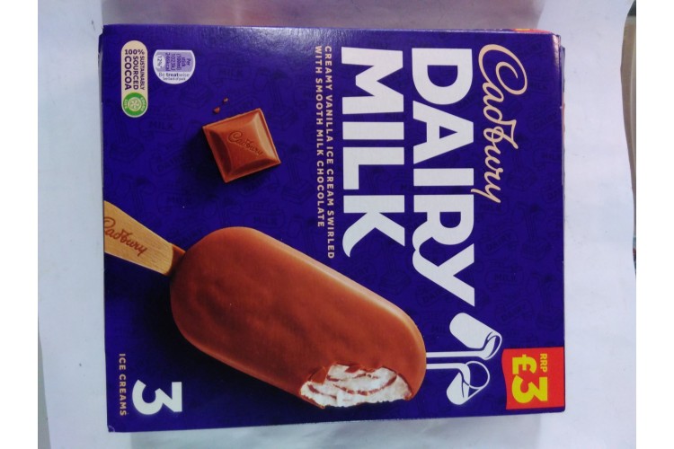 Cadbury Dairy Milk Creamy Vanilla Ice Cream Swirled with Smooth Milk Chocolate 3pk 300ml 