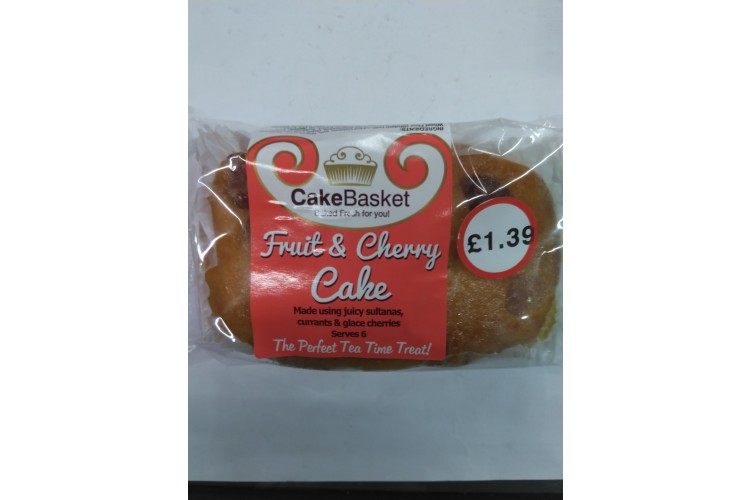 Cake Basket Fruit & Cherry Cake Made Using Juicy Sultanas,Currants & Glace Cherries Serves 6