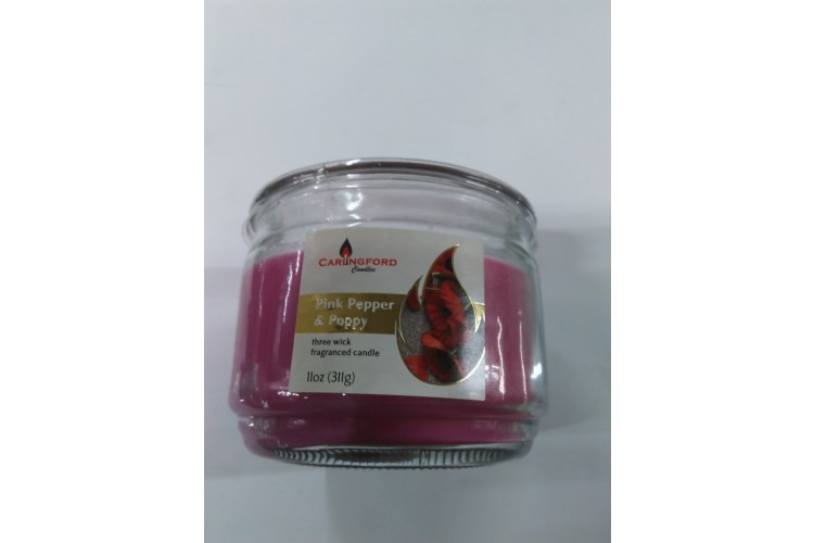 Carlingford Pink Pepper & Poppy Three Wick Fragranced Candle 11oz