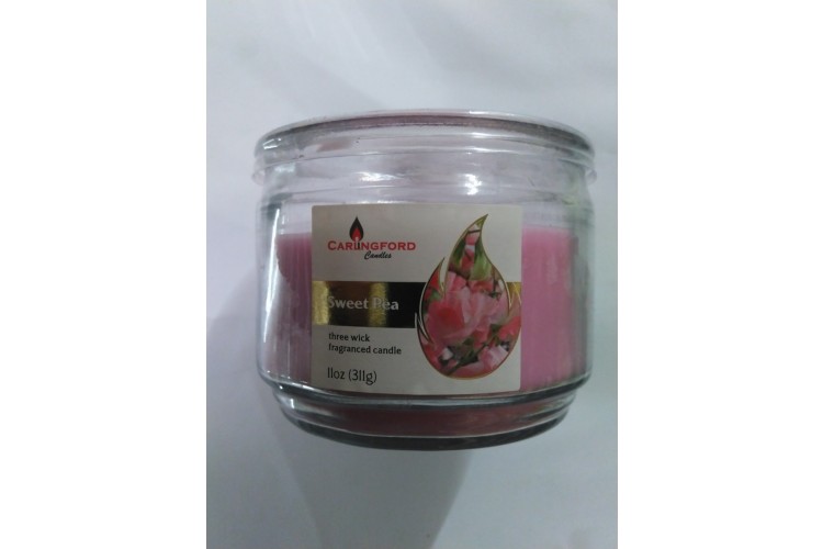 Carlingford Sweet Pea Three Wick Fragranced Candle 11oz