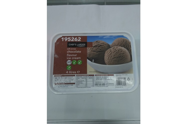 Chefs Larder Soft Scoop Chocolate Flavour Ice Cream 4Litres