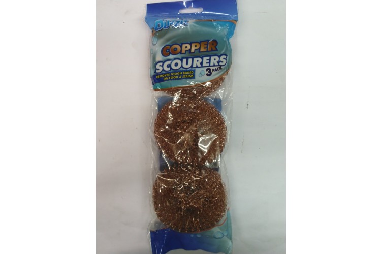 Copper Scourers Removes Tough Baked On Food & Stains 3 Pack