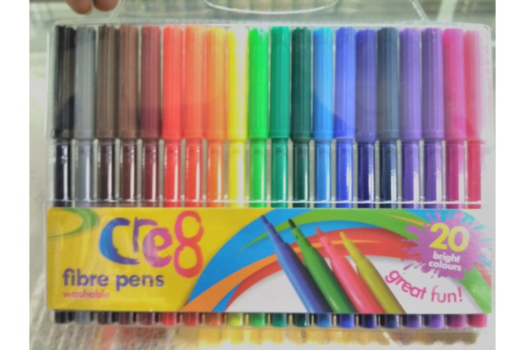 Cre8 Fibre Pens Washable 18 Pack