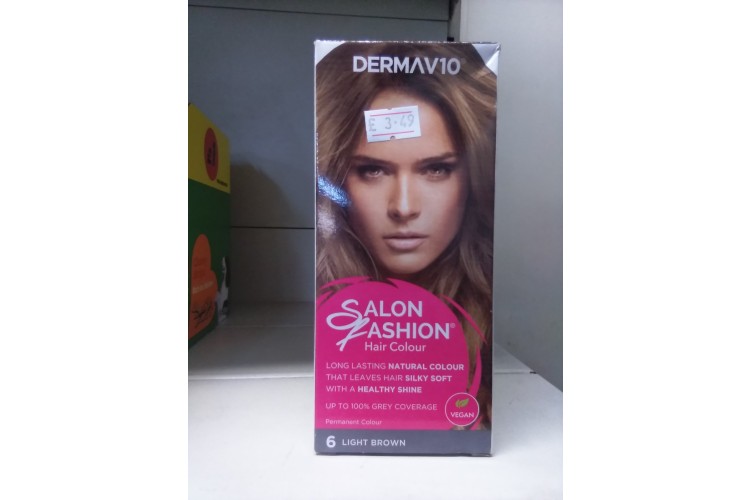 Derma V10 Salon Fashion Hair Colour 6 Light Brown   Vegan 