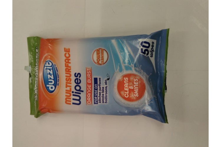 Duzzit Multisurface Wipes 50 Wipes Orange Burst