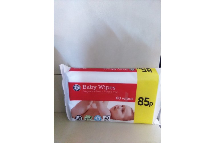 Euro Shopper Baby Wipes 60 wipes fragrance free