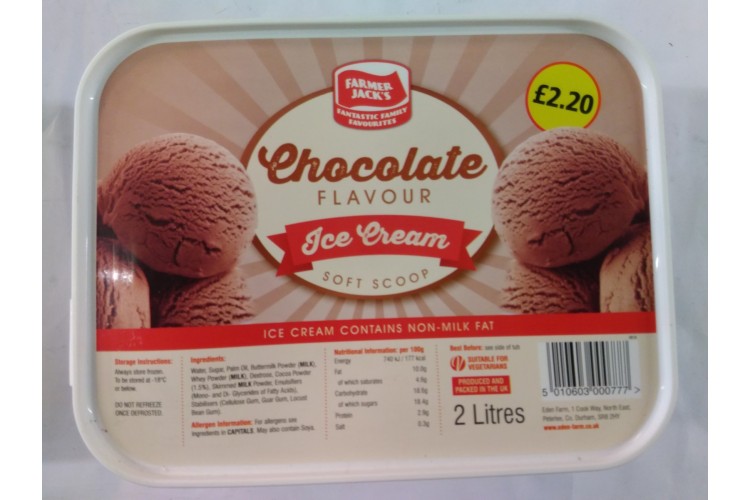 Farmer Jack Chocolate Flavour Ice Cream soft scoop 2 litres - 8 Till Late /  Deliver Cardiff