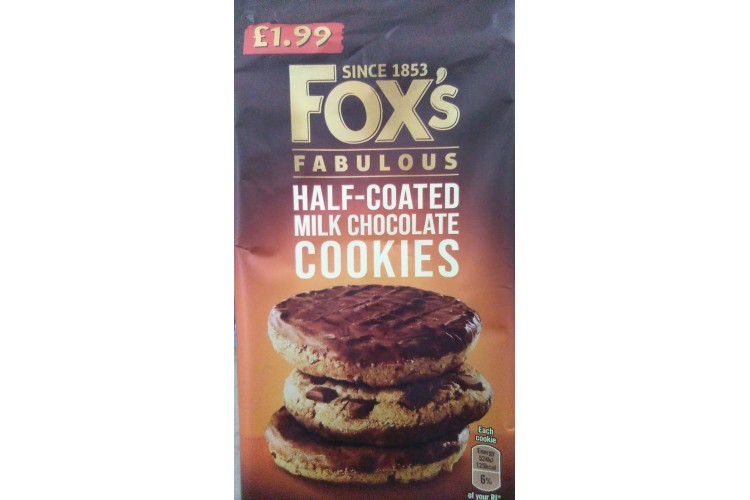 Foxs Fabulous Half Coated Milk Chocolate Cookies 175g