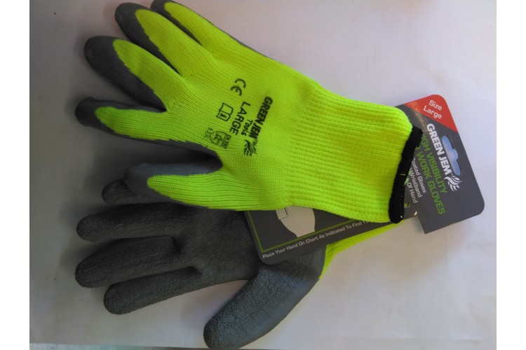 Green Jem High Visibility Winter Work Gloves Large  