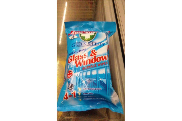 Green Shield Glass & Window Surface 70 Large Wipes 