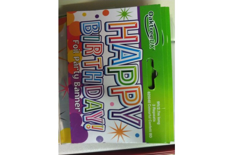 Happy Birthday Foil Party Banner 9ft Long