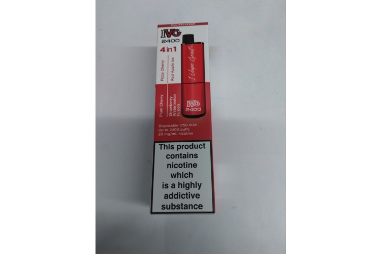 IVG 2400 Puffs 4 in 1 Plum Cherry\ Fizzy Cherry\ Strawberry Watermelon Fusion\ Red Apple Ice