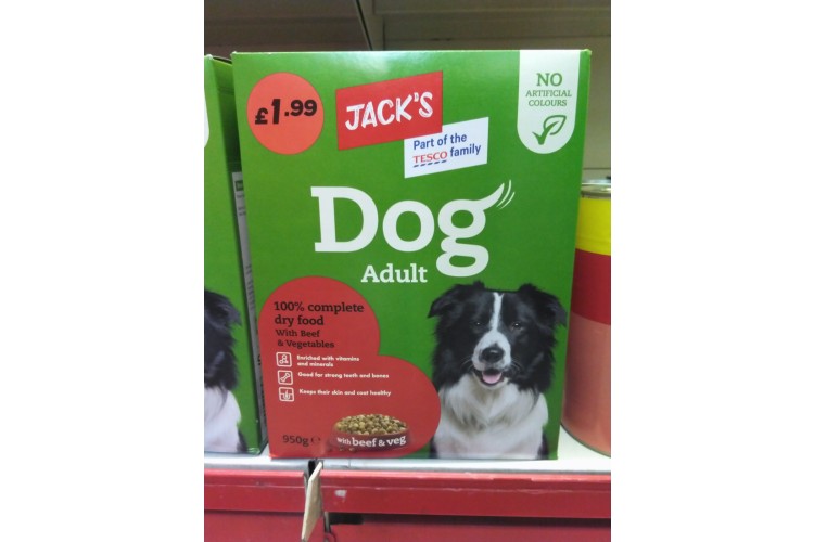 Jacks Dog Adult 100% Complete Dry Food With Beef & Veg 950g