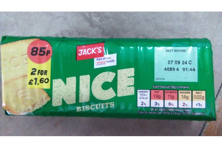 2 For £1.60 Jacks NICE Biscuits 200g