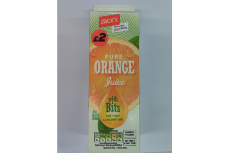 Jacks Pure Orange Juice With Bits 1Ltr