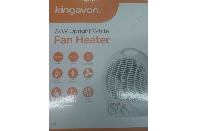 Kingavon Upright White Fan Heater 2kw