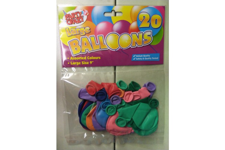 Party Crazy 20 Large pack Assorted Balloons