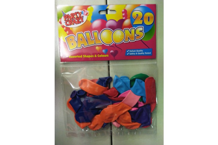 Party Crazy 20 pack Assorted Balloons