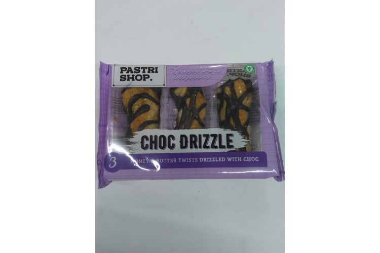 Pastri Shop Baked With Passion 3 Choc Drizzle Honey & Butter Twists Drizzled With Choc 123.75g