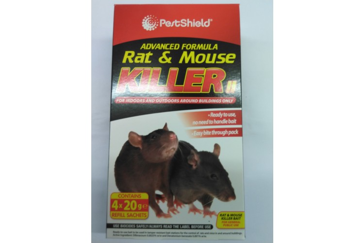 PestShield Advanced Formula Rat & Mouse Killer 4 x 20g