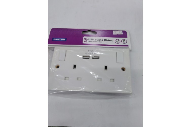 Status USB 2 Gang 13 AMP Switched Socket