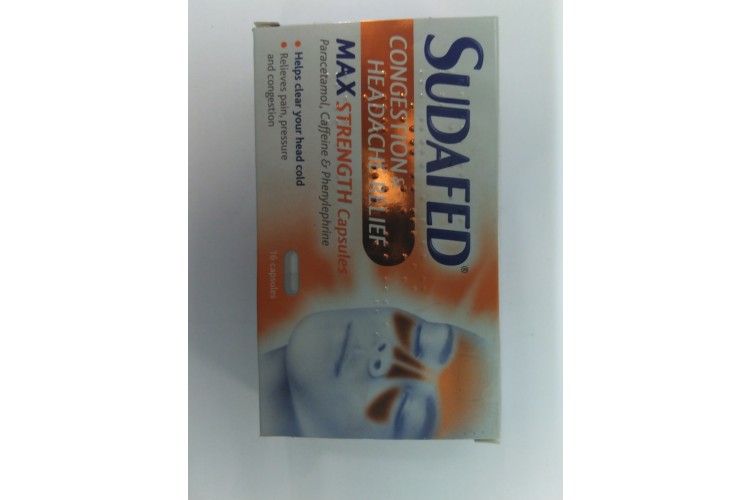 Sudafed Congestion & Headache Relief Max Strength 16 Capsules