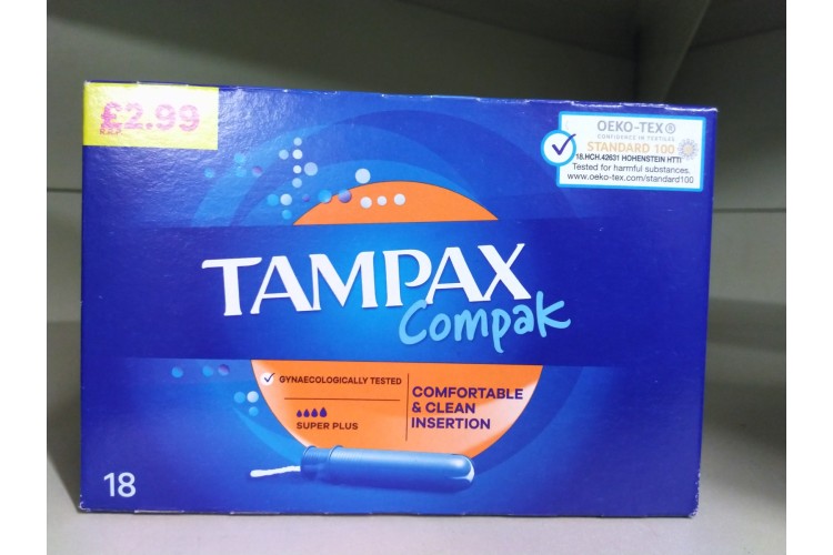 Tampax Compak Comfortable &Clean Insertion Super Plus 18  