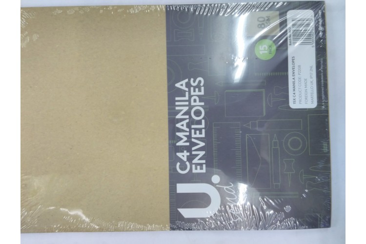 U.Send C4 Manila Envelopes 15 Pack 80GSm
