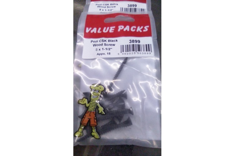 Value Packs Pozi CSK Black Wood Screw 8 x 1-1/2