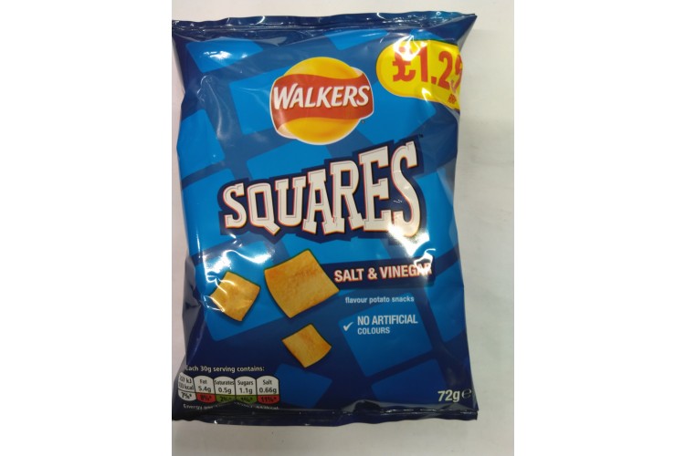 Walkers Squares Salt & vinegar 72g PM£1.25